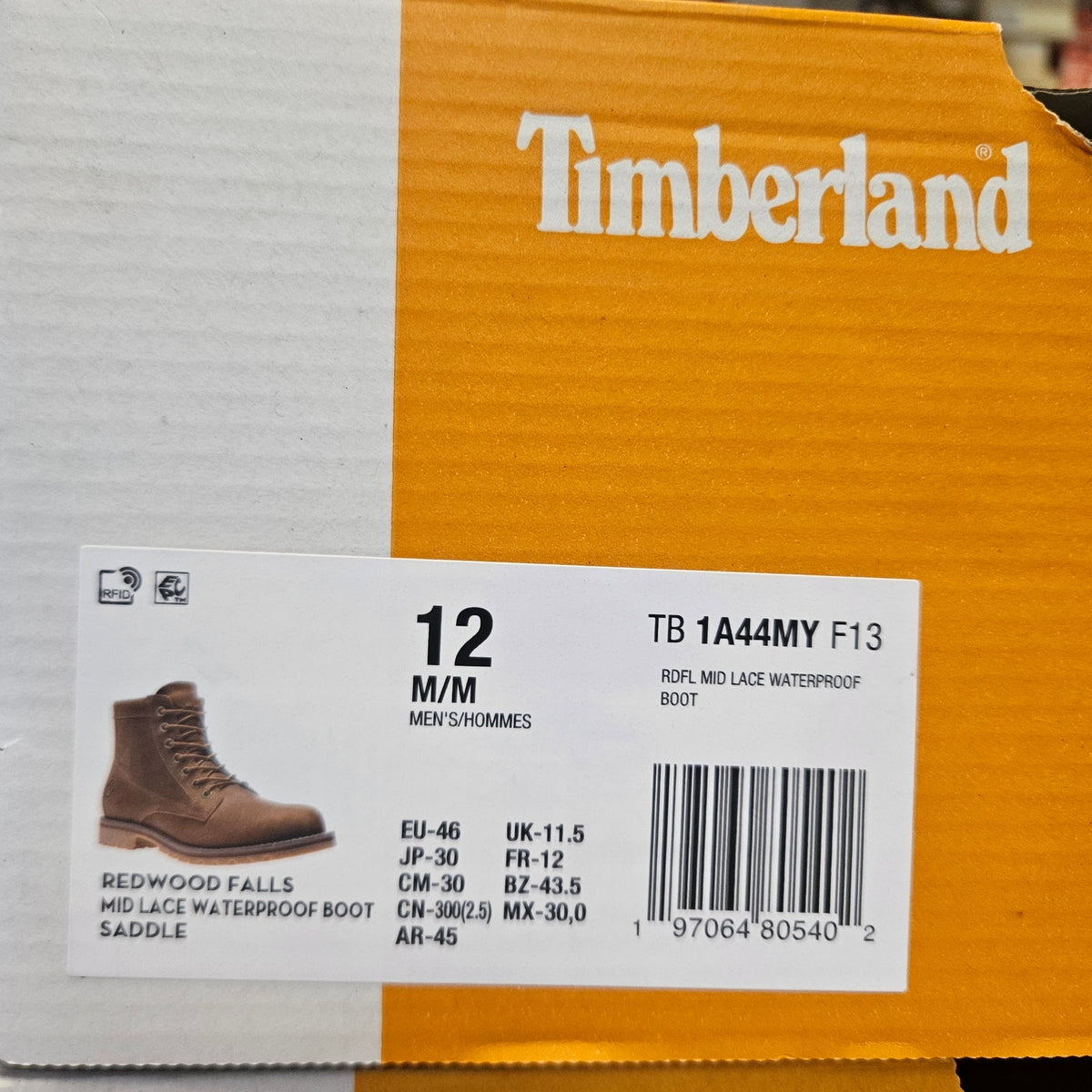 TIMBERLAND MEN'S 12 REDWOOD FALLS WATERPROOF MID LACE SADDLE TB1A44MYF13
