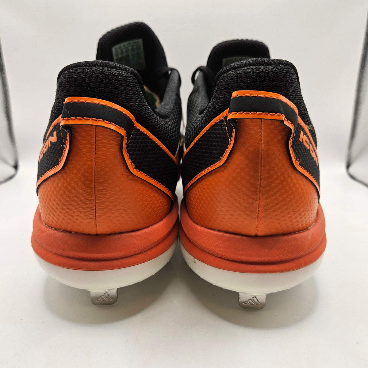 ADIDAS MEN'S 15 ICON 7 METAL BASEBALL CLEATS BLACK ORANGE LOW S23857