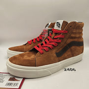 VANS MEN'S 8 SK8 HI PIG SUEDE PLAID GLAZED GINGER BROWN NWOB