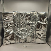 BATH & BODY WORKS QUILTED METALLIC CHROME TOTE NWT
