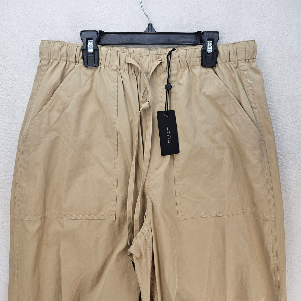 RAG & BONE ADINA WOMEN'S M COTTON PANT LIGHT BROWN WIDE LEG UTILITY CARGO NWT