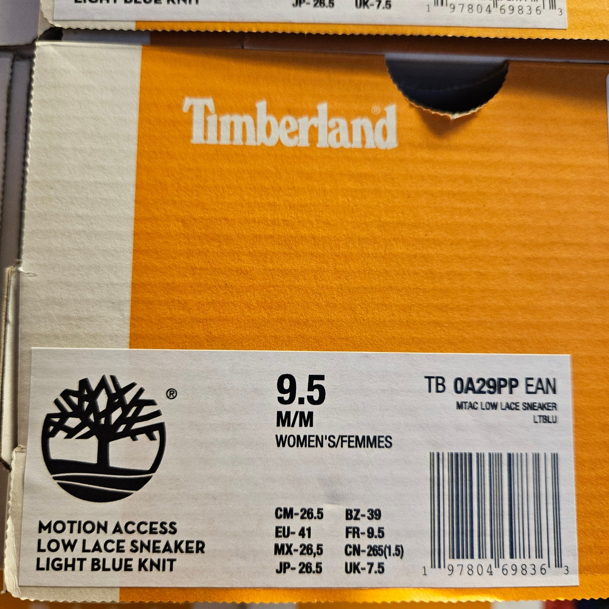 TIMBERLAND WOMEN'S 9.5 MOTION ACESS LOW LACE UP SNEAKER LT BLUE KNIT NIB