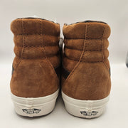 VANS MEN'S 8 SK8 HI PIG SUEDE PLAID GLAZED GINGER BROWN NWOB