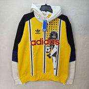 ADIDAS ORIGINALS MEN'S LARGE GRAPHIC SOCCER PULLOVER HOODIE KC7917 YELLOW BLACK