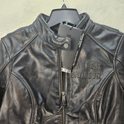 HARLEY DAVIDSON WOMEN'S LARGE CAFE RACER MODULAR LEATHER JACKET BLK 98019-23VW