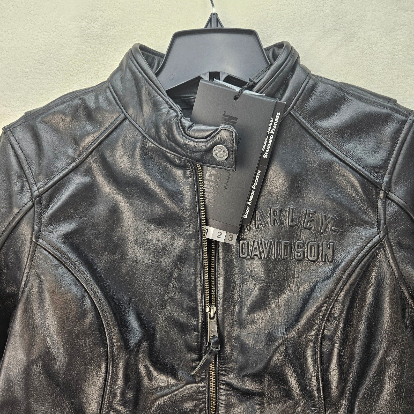 HARLEY DAVIDSON WOMEN'S LARGE CAFE RACER MODULAR LEATHER JACKET BLK 98019-23VW