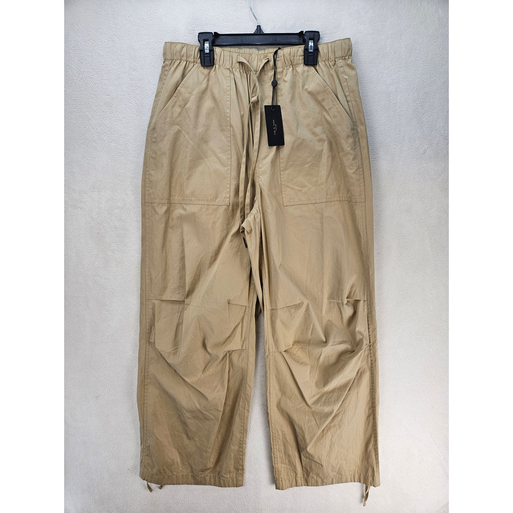 RAG & BONE ADINA WOMEN'S M COTTON PANT LIGHT BROWN WIDE LEG UTILITY CARGO NWT