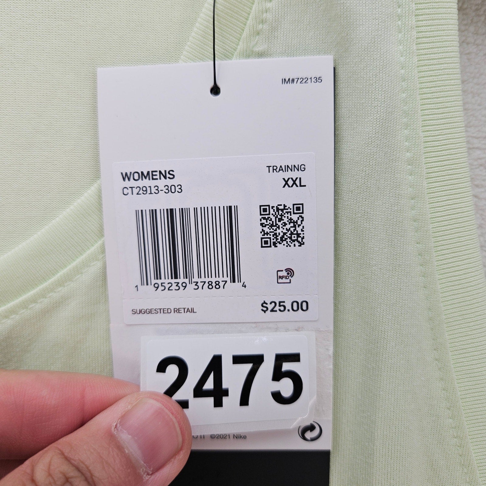 NIKE WOMEN'S XXL LIGHT GREEN DRI-FIT TRANING TANK NWT