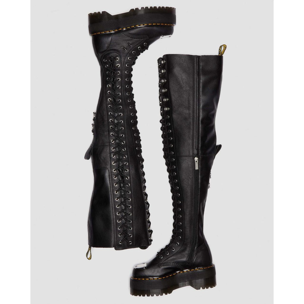 DR MARTENS WOMEN'S 5 VIRGINIA LEATHER 28-EYE EXTREME MAX THIGH HIGH BOOTS NWOB