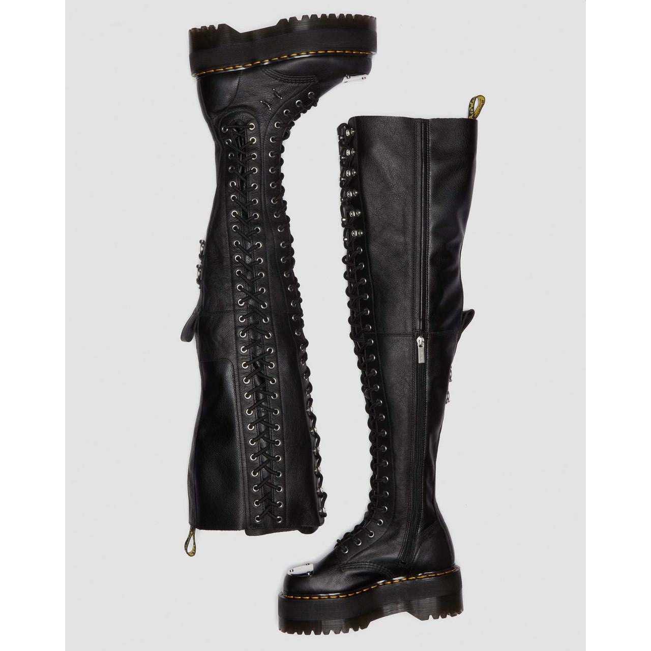 DR MARTENS WOMEN'S 5 VIRGINIA LEATHER 28-EYE EXTREME MAX THIGH HIGH BOOTS NWOB