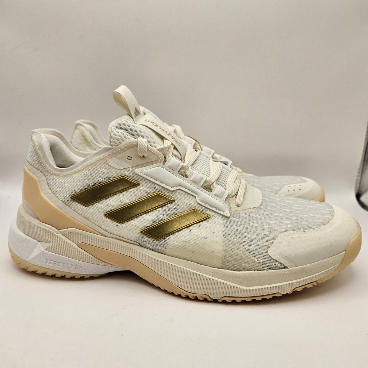 ADIDAS WOMEN'S 9 ADIZERO UBERSONIC 5 TENNIS SHOES WHITE GOLD NWOB