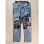 LEVI'S MEN'S 31X30 501 STRAGHT LEG JEANS MEDIUM WASH PATCHWORK NWT
