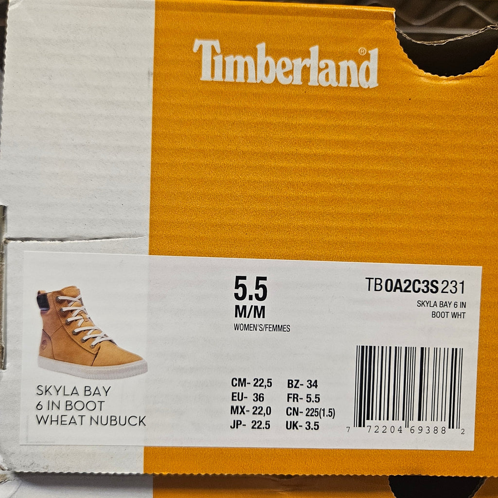 TIMBERLAND WOMEN'S 5.5 SKYLA BAY 6-INCH HI TOP SNEAKER NUBUCK WHEAT NIB
