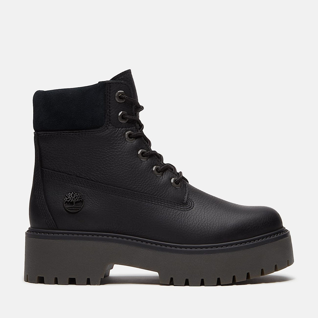 TIMBERLAND WOMEN'S 6 STONE STREET 6 INCH LACE WATERPROOF BLACK FULL GRAIN NIB