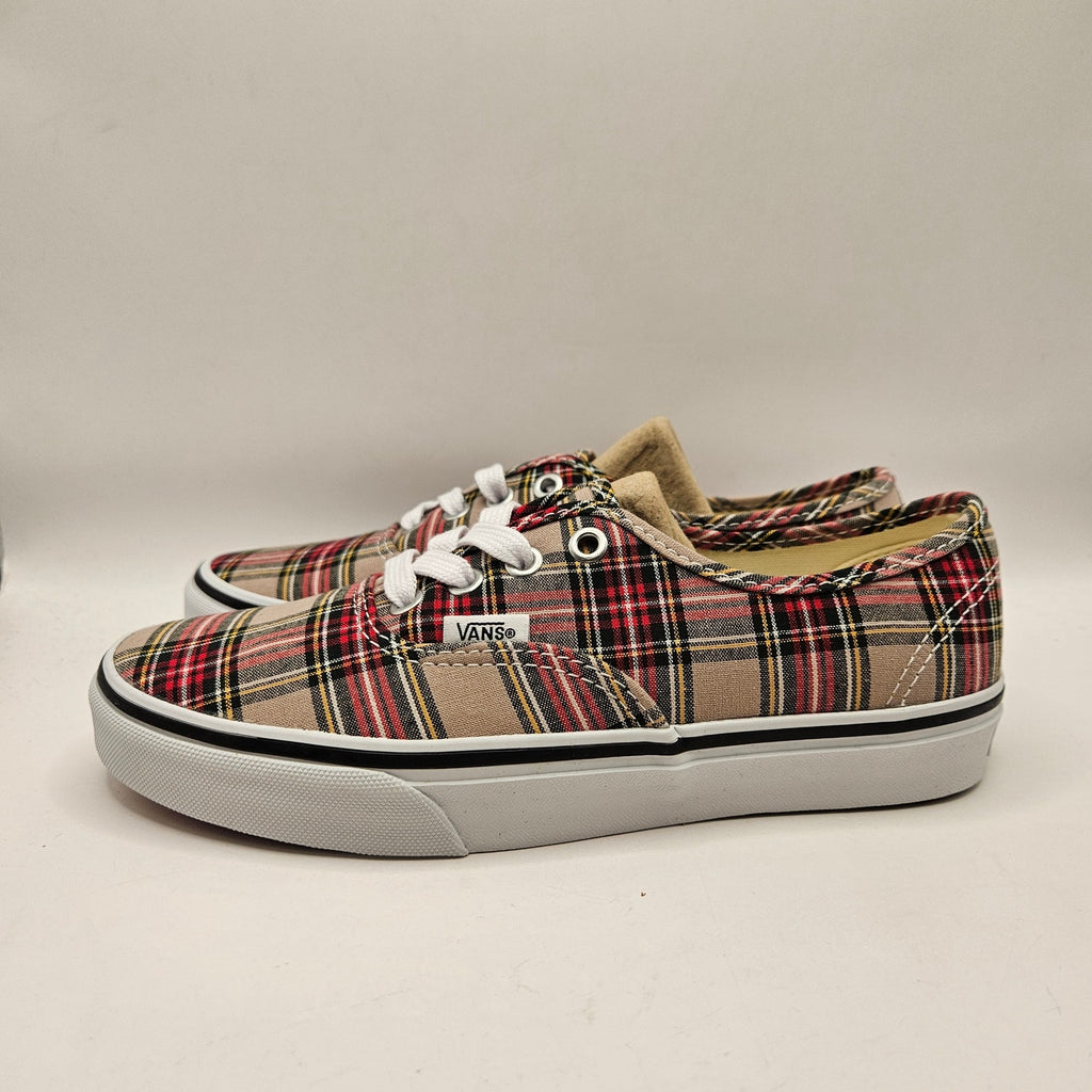 VANS WOMEN'S 6.5 AUTHENTIC LOW TOP SNEAKER PLAID TAN NWOB VN000EGATAN