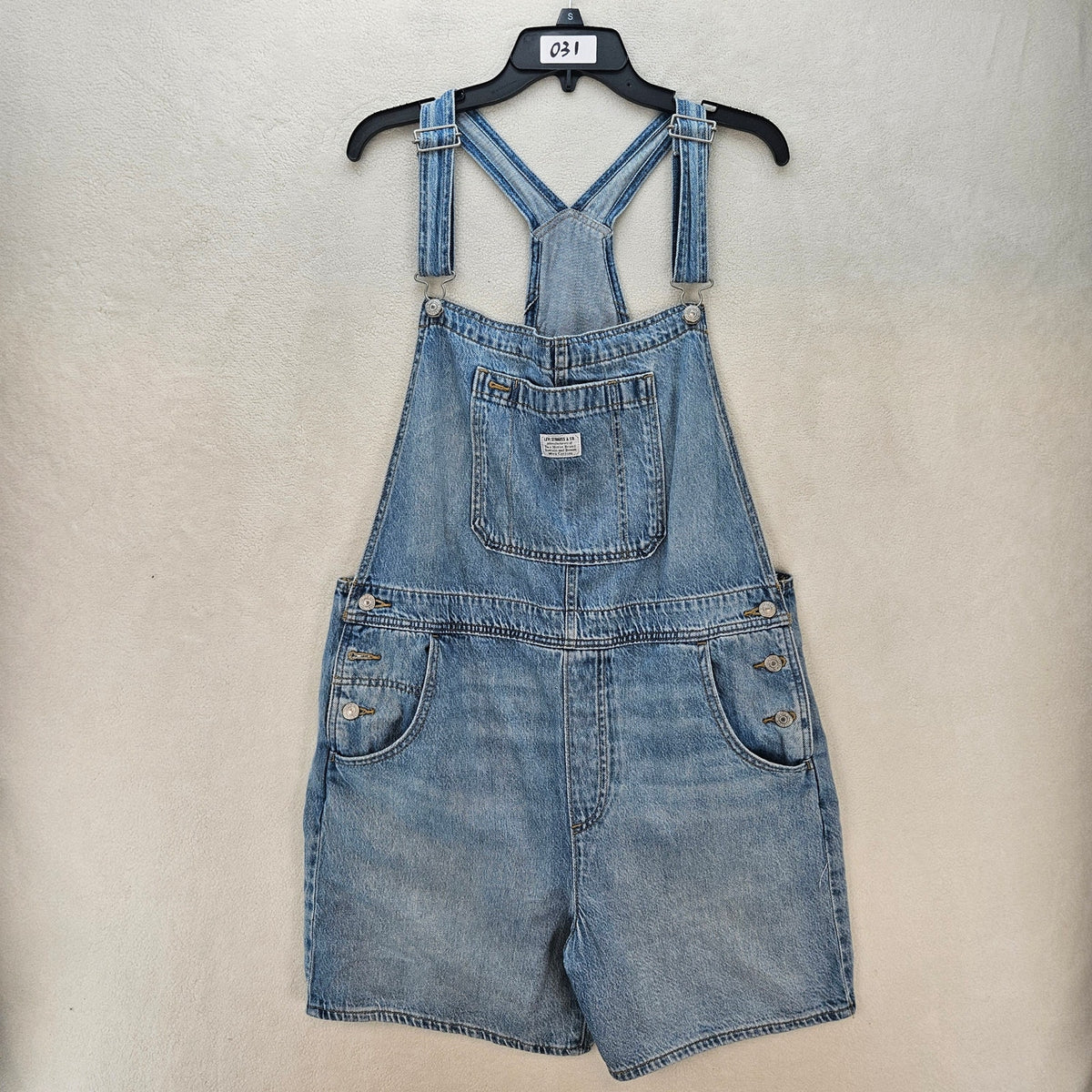 LEVI'S WOMEN'S XL PREMIUM LIGHT WASH UTILITY SHORTALLS NWT