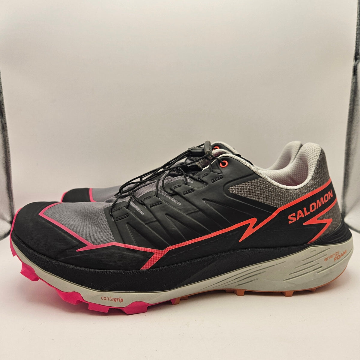 SALOMON MEN'S 11.5 THUNDERCROSS BLACK HOT PINK TRAIL RUNNING SHOES NWOB