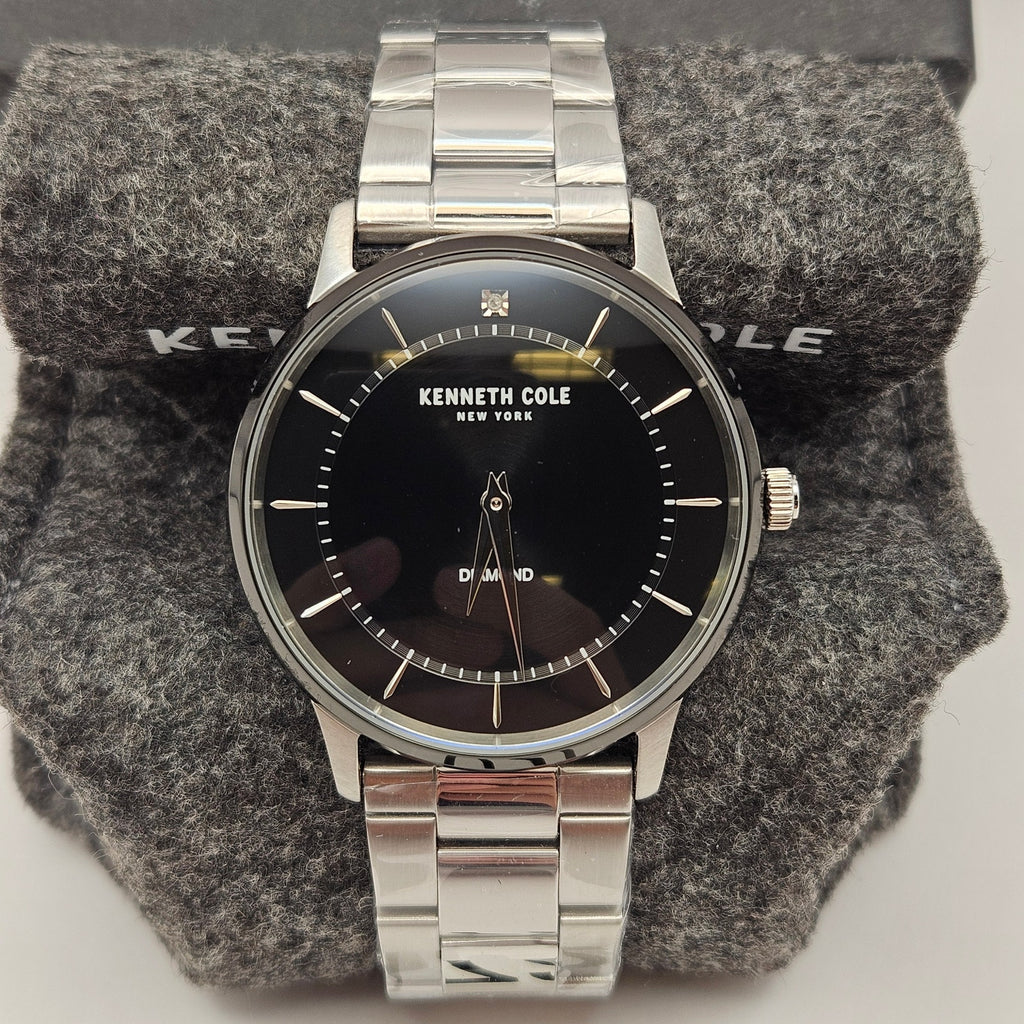 KENNETH COLE NEW YORK MEN'S QUARTZ DIAMOND ACCENTS STAINLESS STEEL 42MM NWT