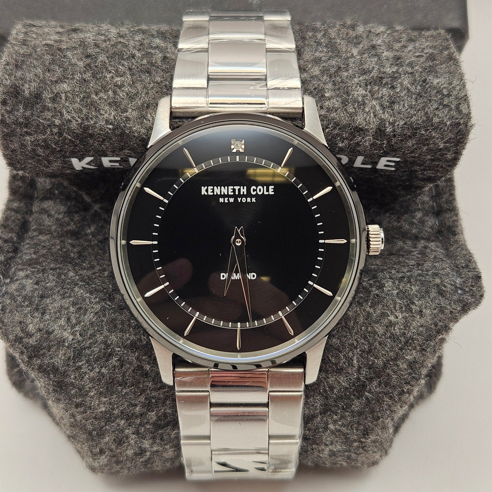 KENNETH COLE NEW YORK MEN'S QUARTZ DIAMOND ACCENTS STAINLESS STEEL 42MM NWT