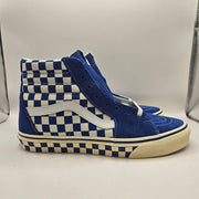 VANS MEN'S 10 SK8-HI CHECKERBOARD SIDEWALL CLASSIC BLUE SKATEBOARD NWOB