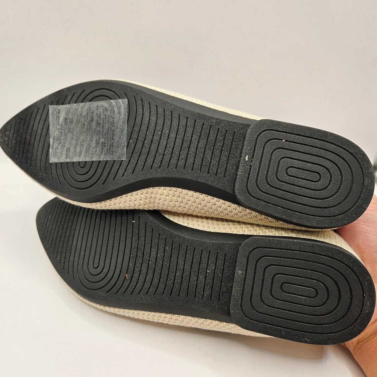 ALLBIRDS WOMEN'S 9 BREEZER POINT BALLET FLAT WARM WHITE BLACK SOLE A12672