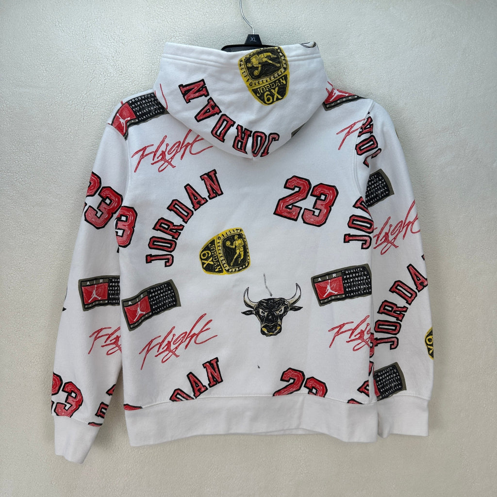 AIR JORDAN Kids Medium All over print hoodie white PEN MARK