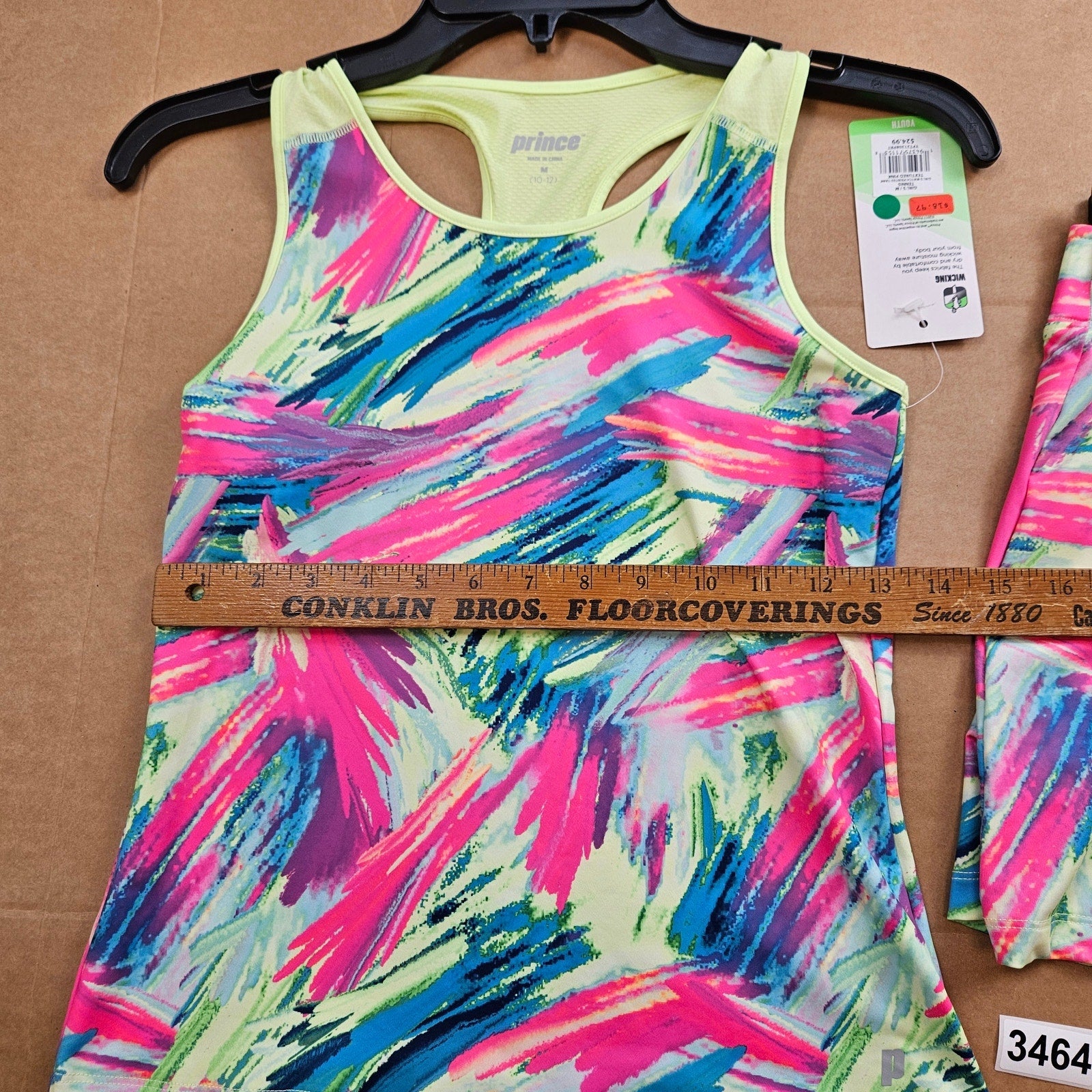 PRINCE GIRLS TENNIS OUTFIT LOT TANK TOP(M) & SKORT(L) MULTICOLOR BRUSHSTROKE NWT