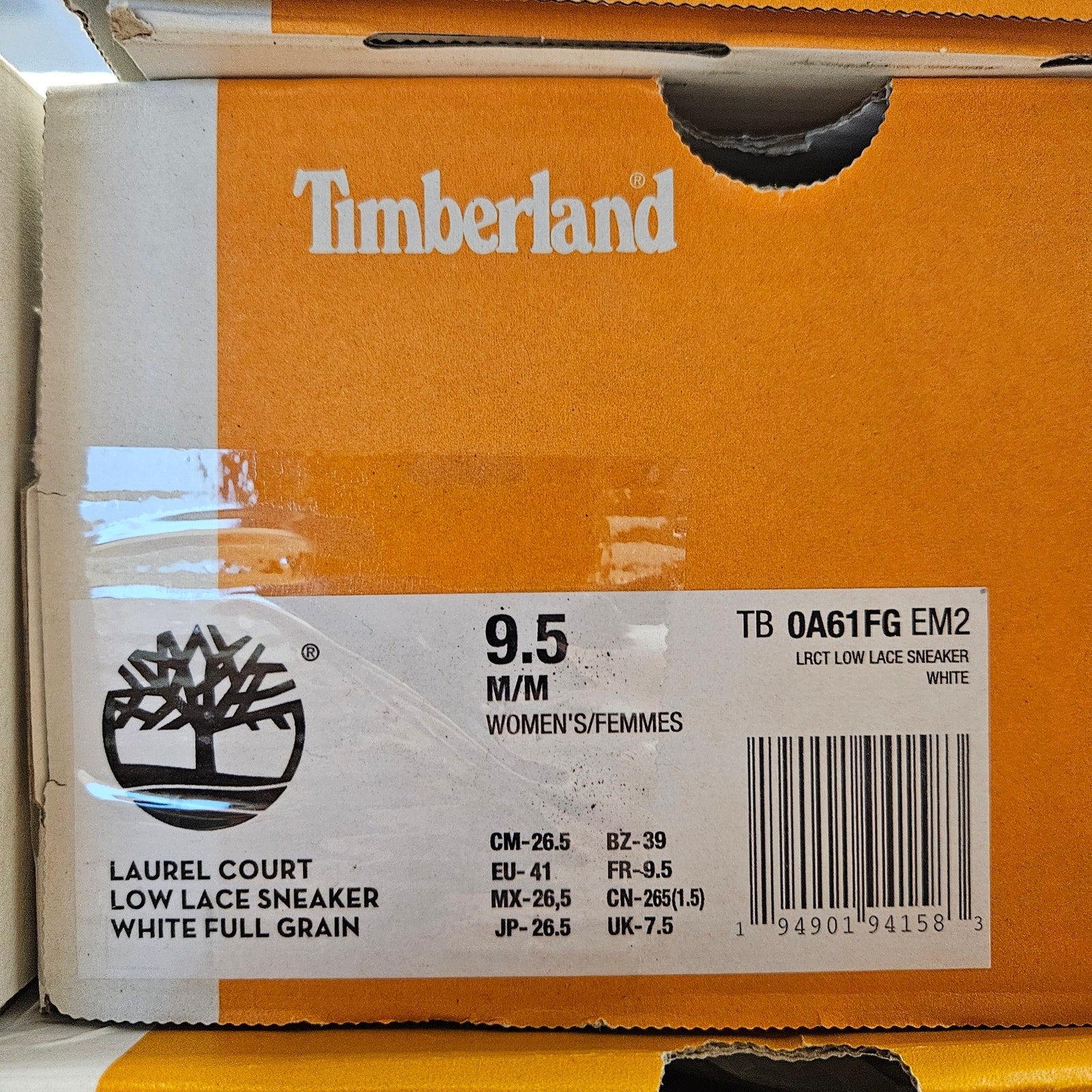 TIMBERLAND WOMEN'S 9.5 LAUREL COURT LOW LACE SNKR WHT FULL GRAIN NIB