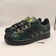 ADIDAS ORIGINALS WOMEN'S 7 SUPERSTAR BLACK GREEN SNAKESKIN SHELL TOE NWOB
