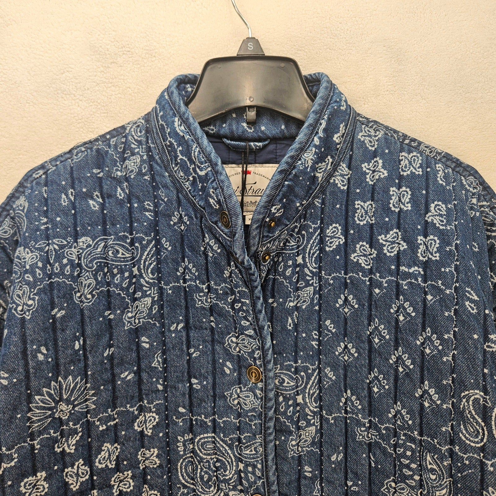 LEVI'S WOMEN'S XL LOTTIE LINER JACKET INDIGO BANDANA BLUE NWT