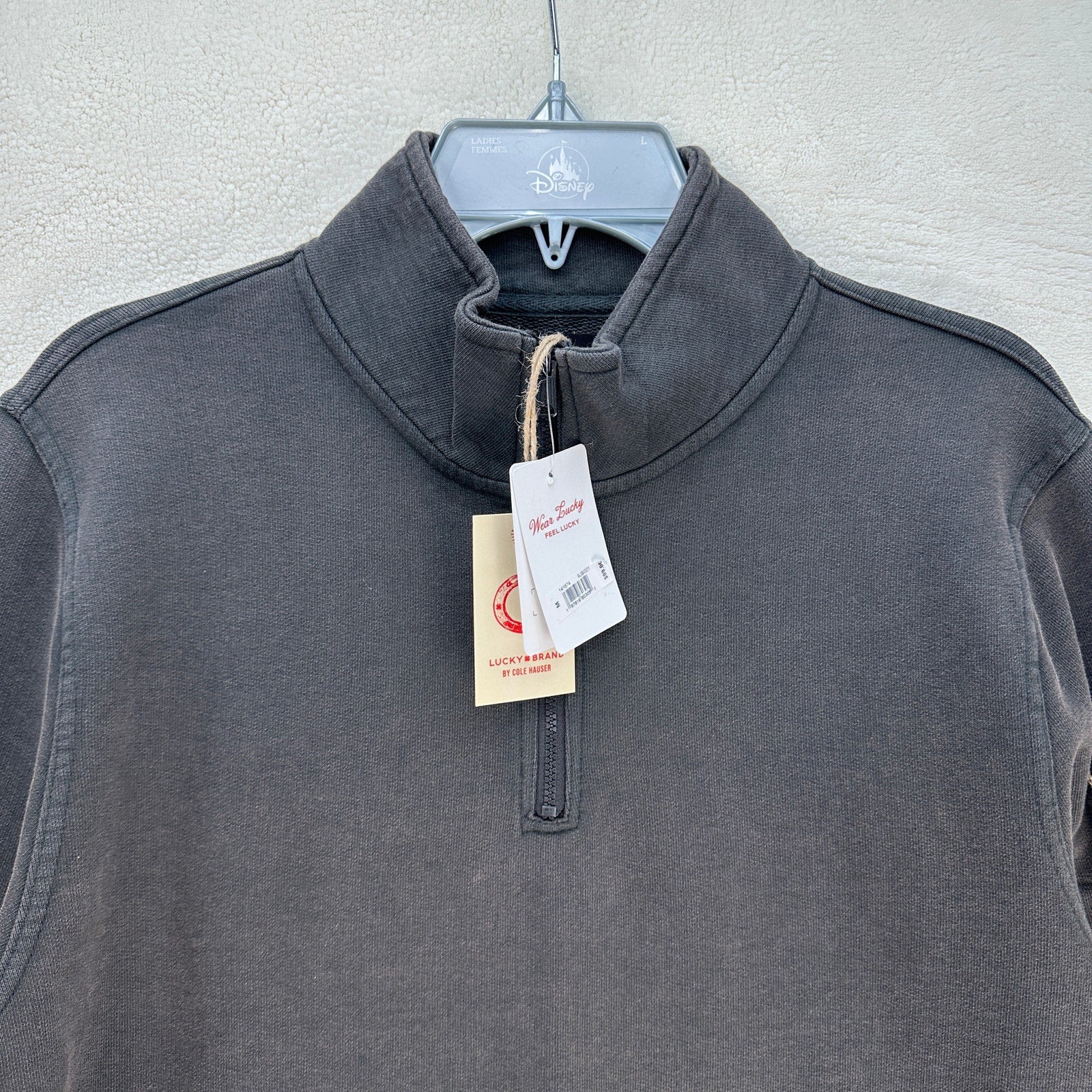 LUCKY BRAND X COLE HAUSER MEDIUM PATRIOT VINTAGE GREY HALF ZIP SWEATSHIRT
