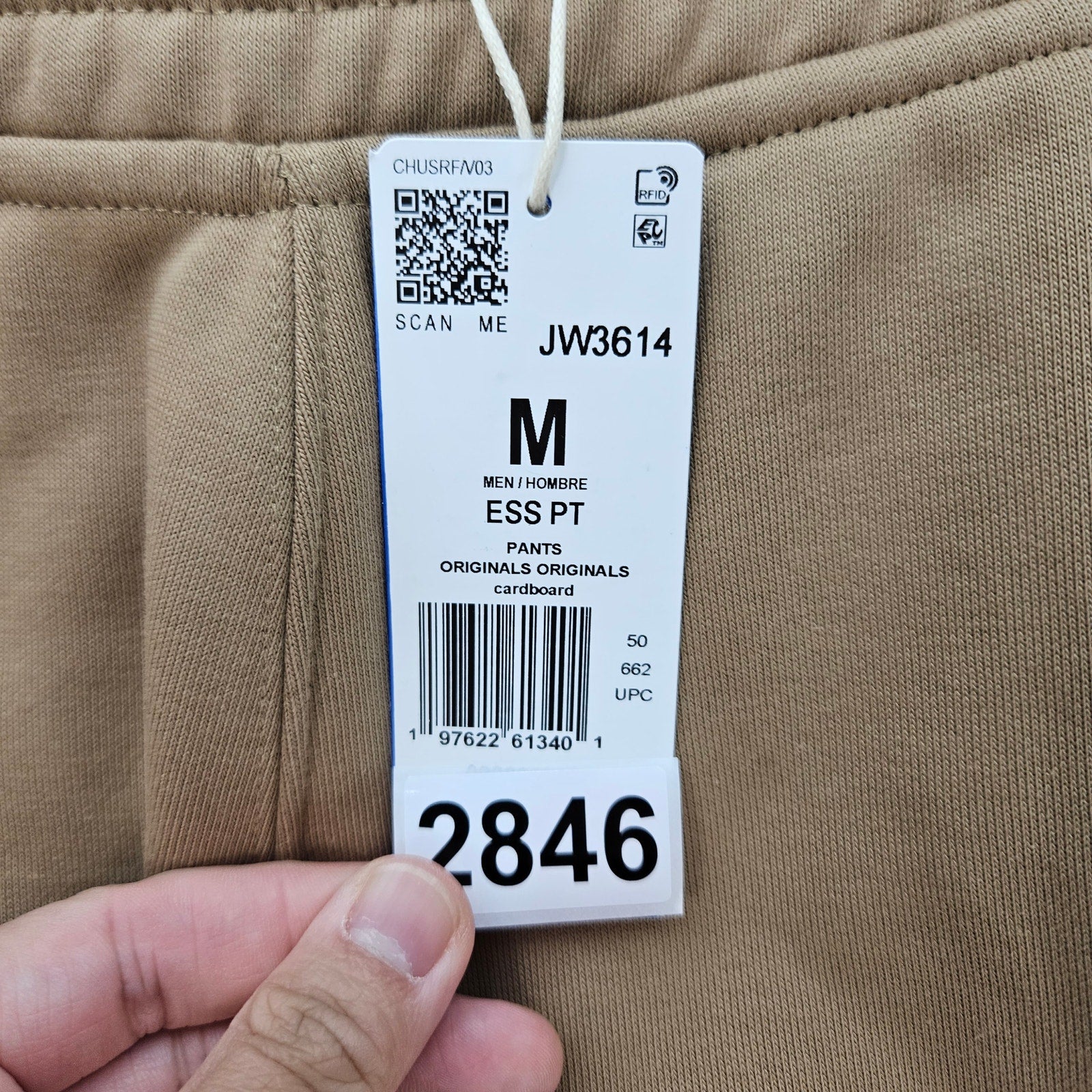 ADIDAS ORIGINALS MEN'S MEDIUM KHAKI SWEATPANTS JW3614 NWT