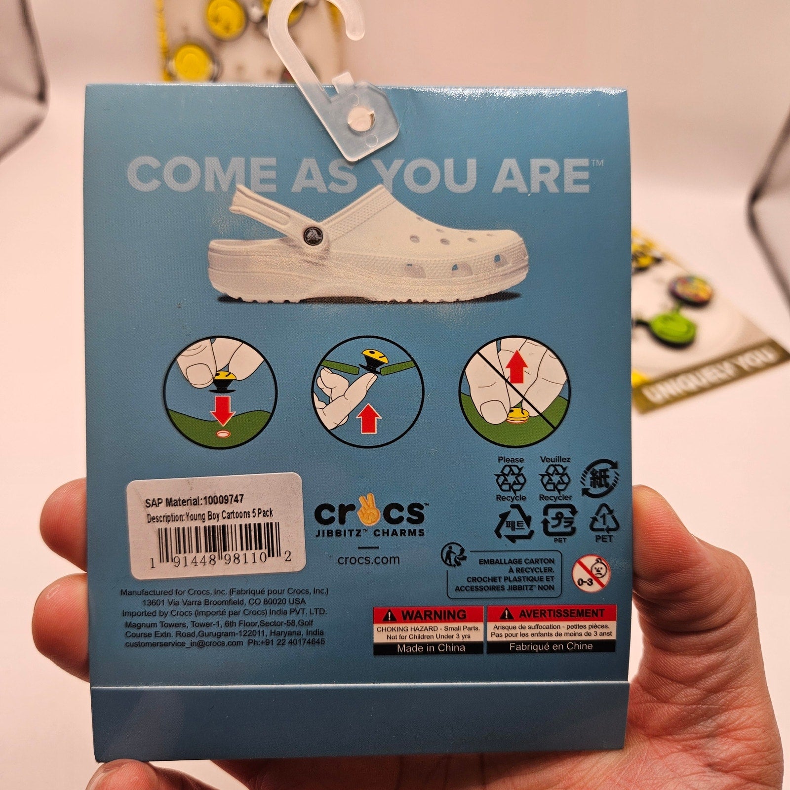 CROCS JIBBITZ 5PC LOT OF 4(20 CHARMS) SMILEY(3)+DINO(1)NWT