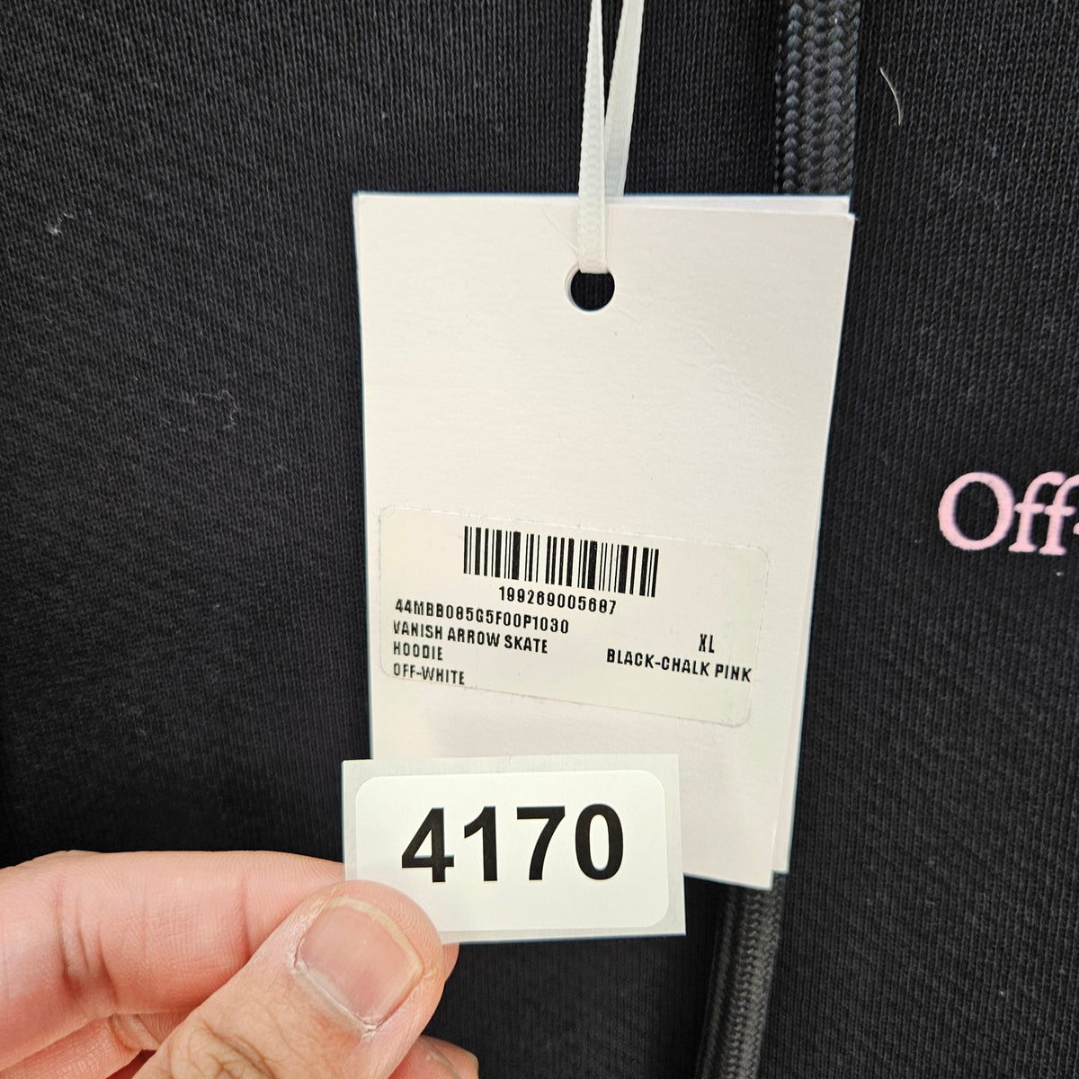 OFF WHITE MEN'S XL VANISH ARROW SKATE HOODIE BLACK CHALK PINK NWT