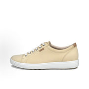 ECCO WOMEN'S 35 SOFT 7 STRAW YELLOW LEATHER LOW TOP SNEAKER FACTORY SECOND NIB