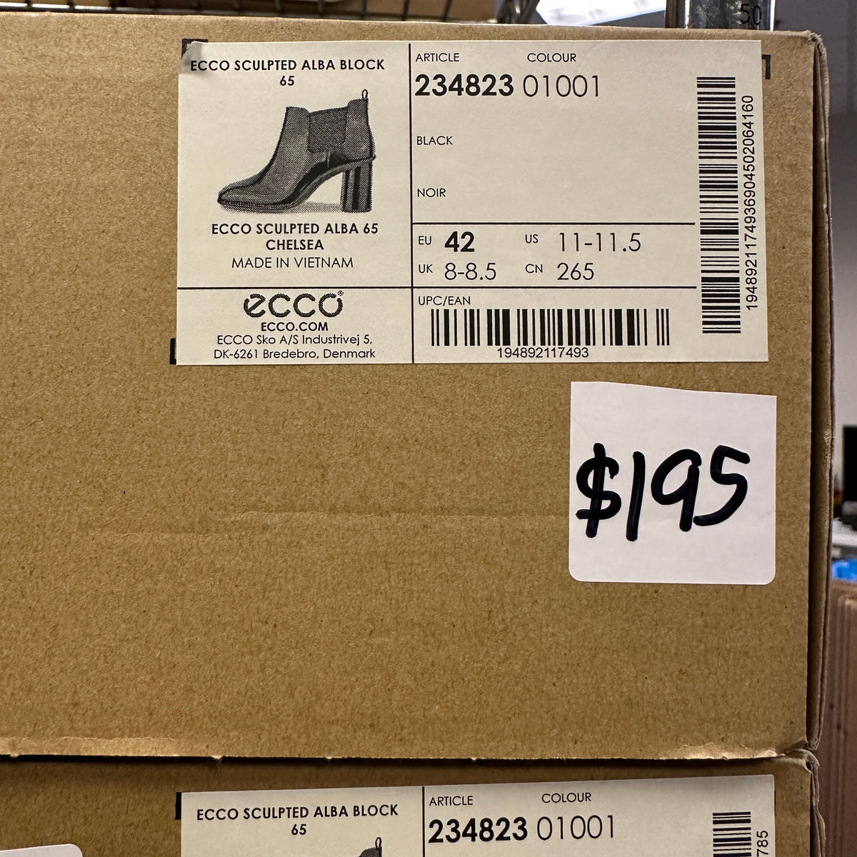 ECCO WOMEN'S 42 SCULPTED ALBA BLOCK 65 CHELSEA SHINE BLACK NIB 23482301001
