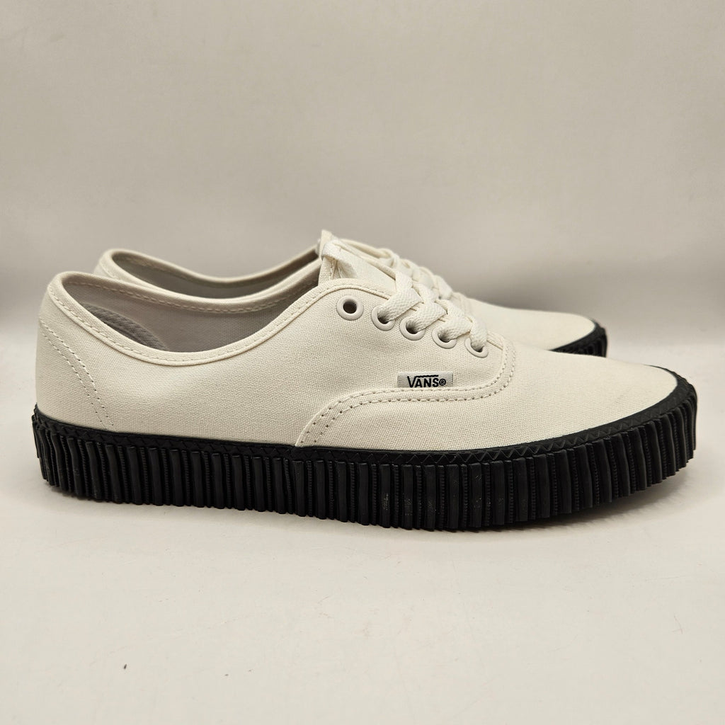 VANS WOMEN'S 9 AUTHENTIC CREEPER CORE WHITE BLACK SOLE GRUNGE LOW TOP NWOB