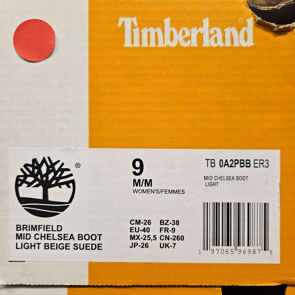 TIMBERLAND WOMEN'S 9 BRIMFIELD MID CHELSEA BOOT LT BEIGE SUEDE NIB