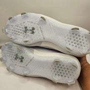 UNDER ARMOUR MEN'S 11.5 HARPER 9 PRO TPU CLEATS WHITE GRAY GOLD 3027444-100 NWOB