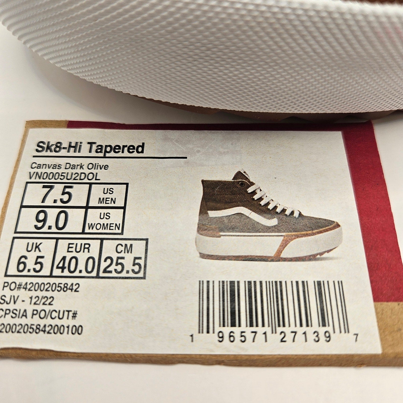 VANS M7.5/W9 SK8 HI TAPERED STACKFORM SNEAKERS DARK OLIVE GREEN NWOB
