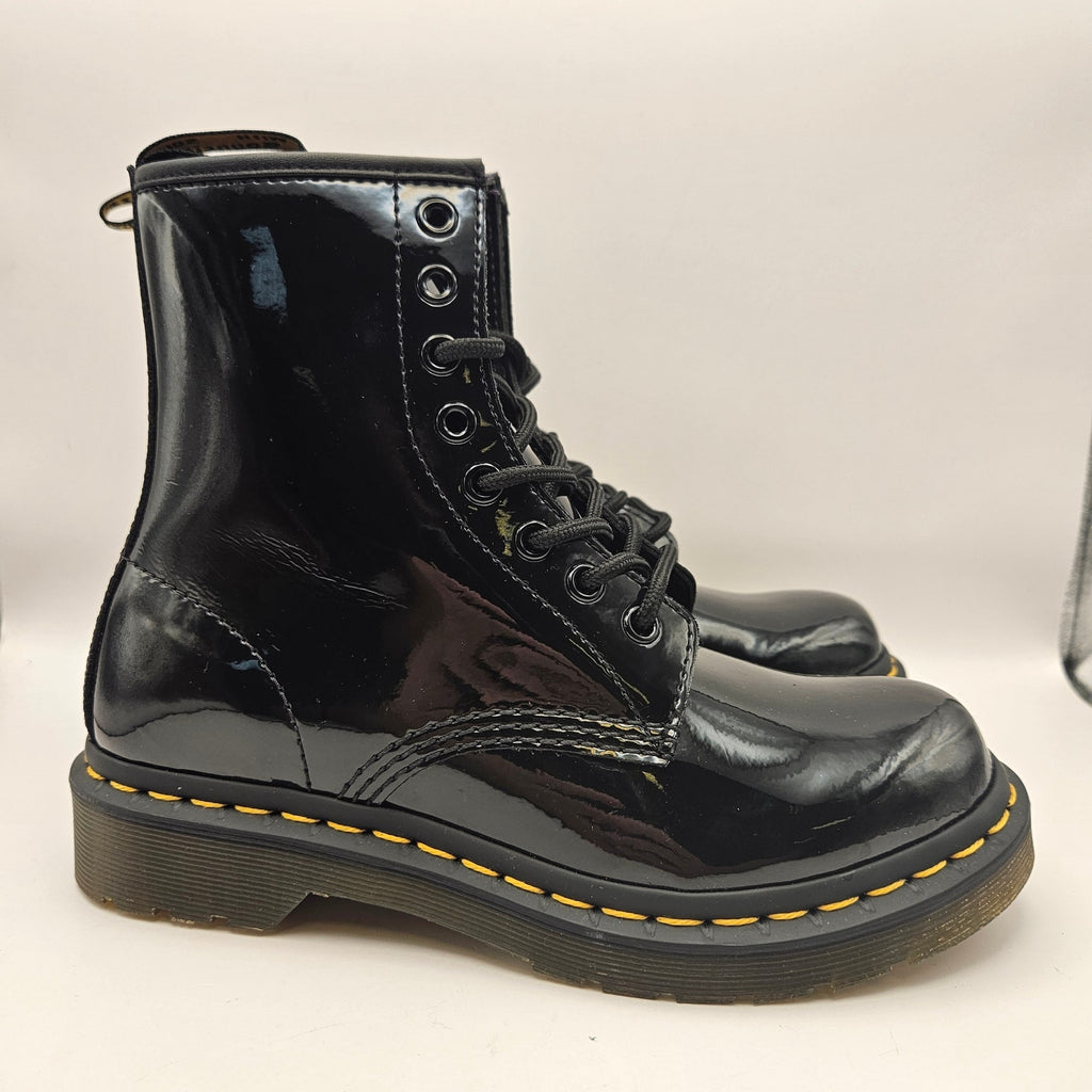 DR MARTENS WOMEN'S 6 1460 W BLACK PATENT LEATHER COMBAT BOOTS NWOB