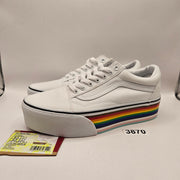VANS M8 W9.5 OLD SKOOL STAC PRIDE RAINBOW WHITE STACKED SNEAKER SHOES NWOB