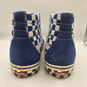 VANS MEN'S 9 SK8-HI CHECKERBOARD SIDEWALL CLASSIC BLUE SKATEBOARD NWOB