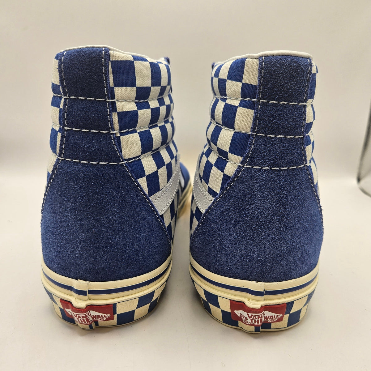 VANS MEN'S 9 SK8-HI CHECKERBOARD SIDEWALL CLASSIC BLUE SKATEBOARD NWOB