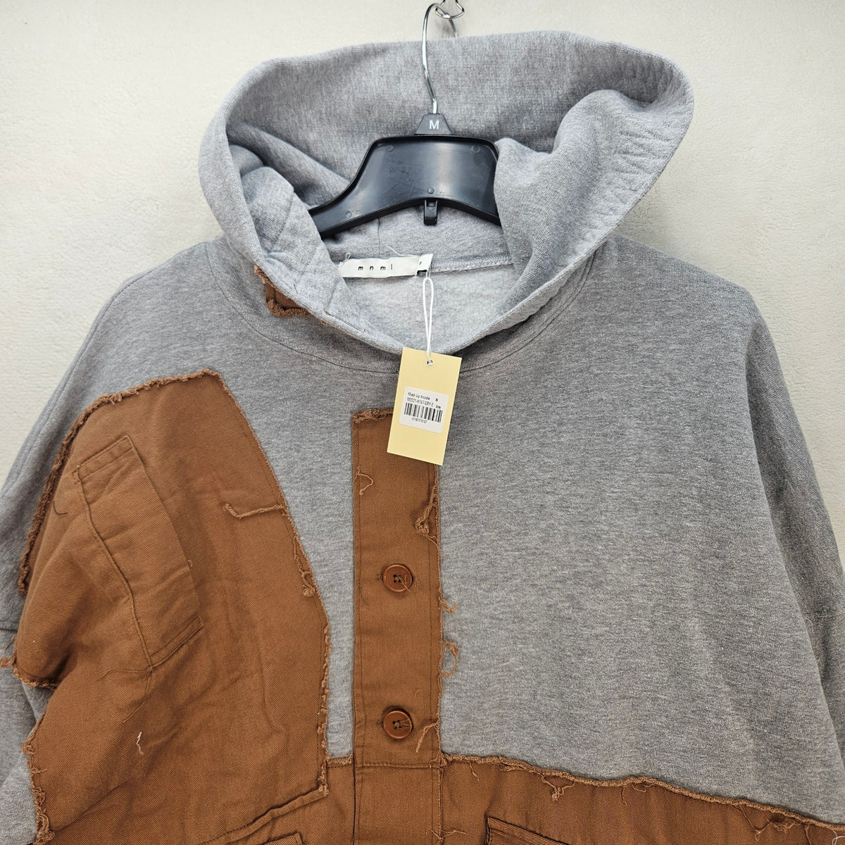 MNML MEN'S SMALL GREY MASH UP UTILITY PULLOVER HOODIE NWT