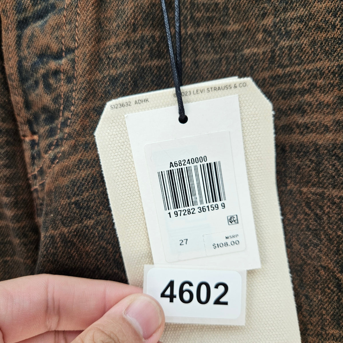 LEVI'S WOMEN'S 27 X EMMA CHAMBERLAIN 501 ORIGINAL JEANS TREE RINGS BROWN