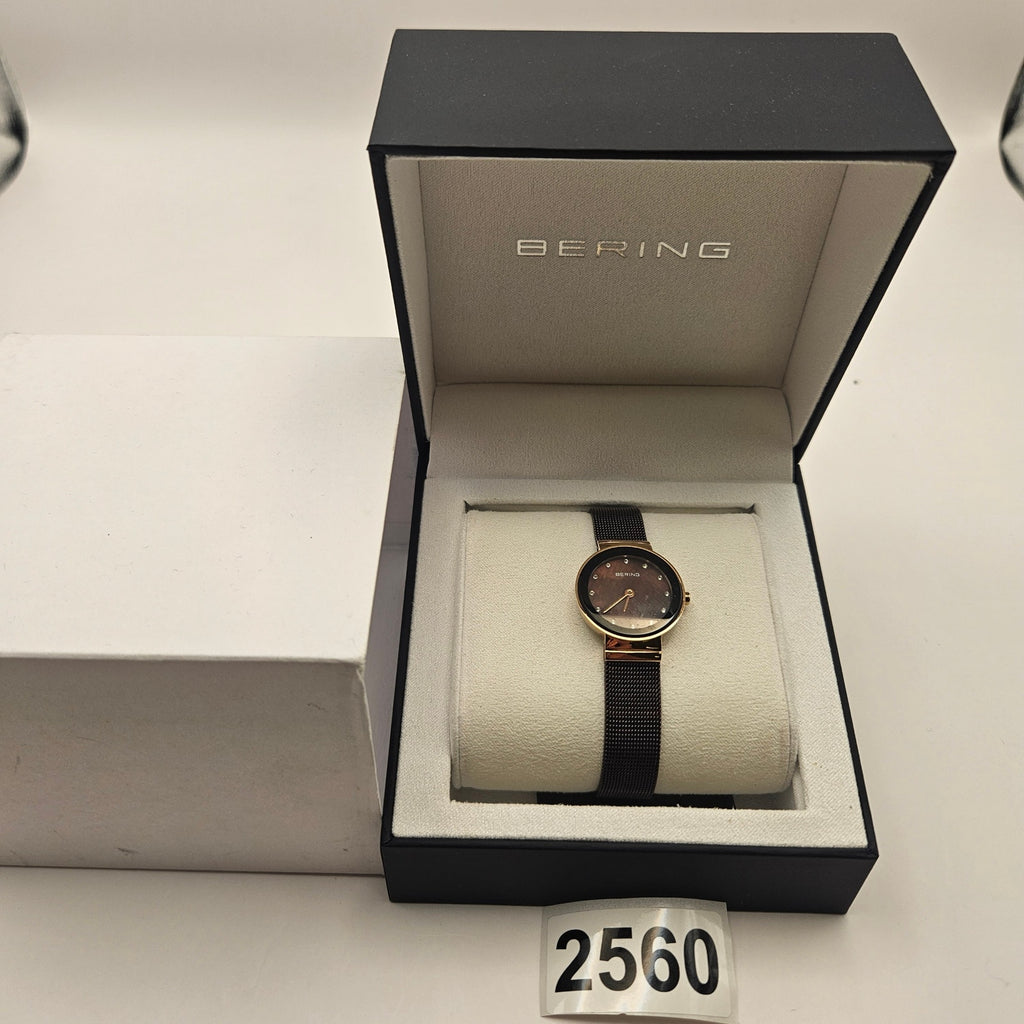 BERING WOMEN'S CLASSIC STAINLESS STEEL BROWN MILANESE MESH WATCH, 24M 10124-265
