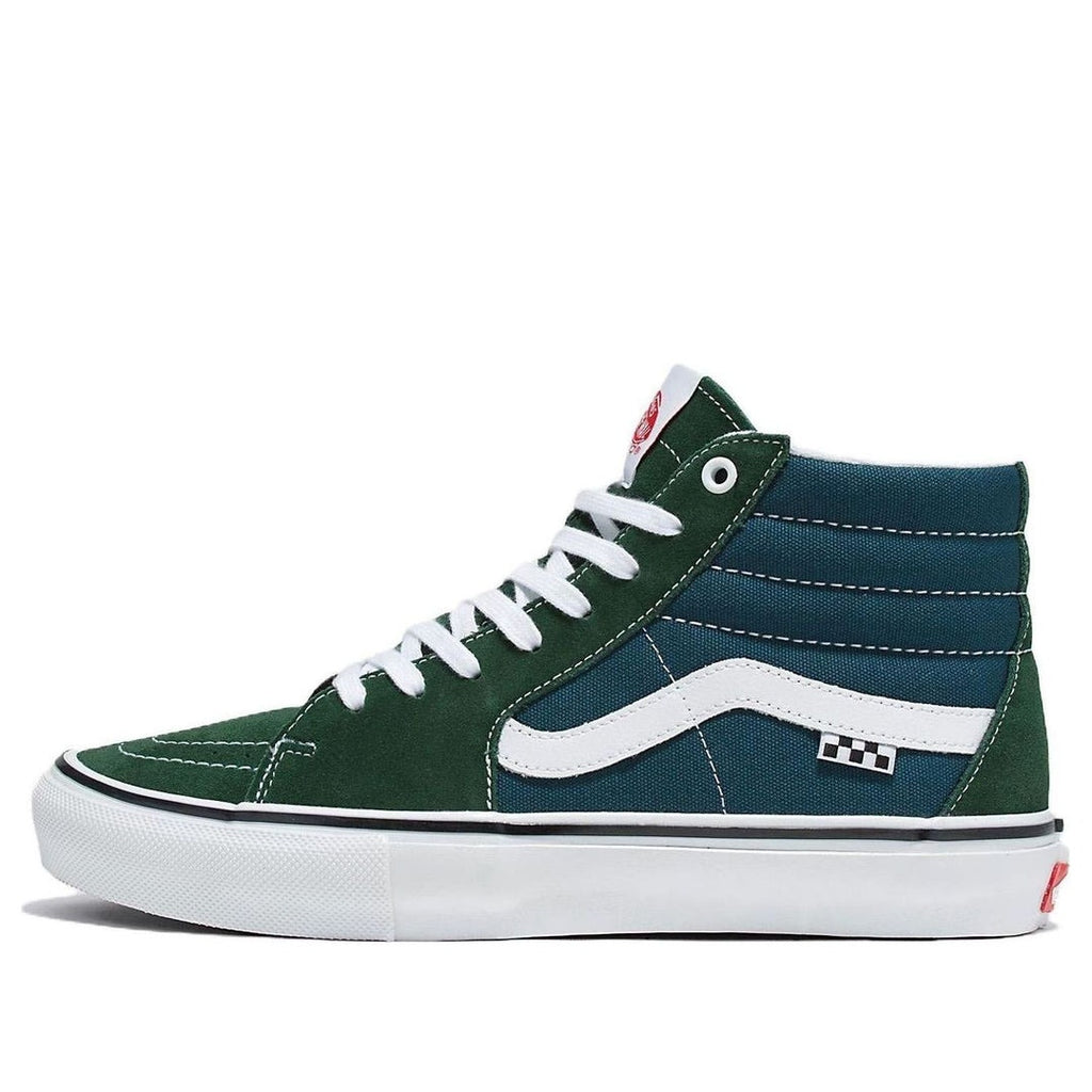 VANS MEN'S 13 SK8 HI MOUTAIN VIEW GREEN BLUE CANVAS NIB