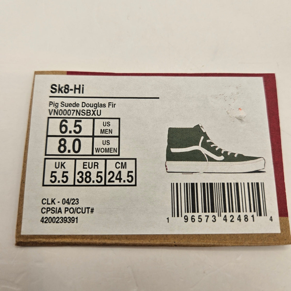 VANS WOMEN'S 8 SK8 HI PIG SUEDE DOUGLAS FIR GREEN RARE NWOB