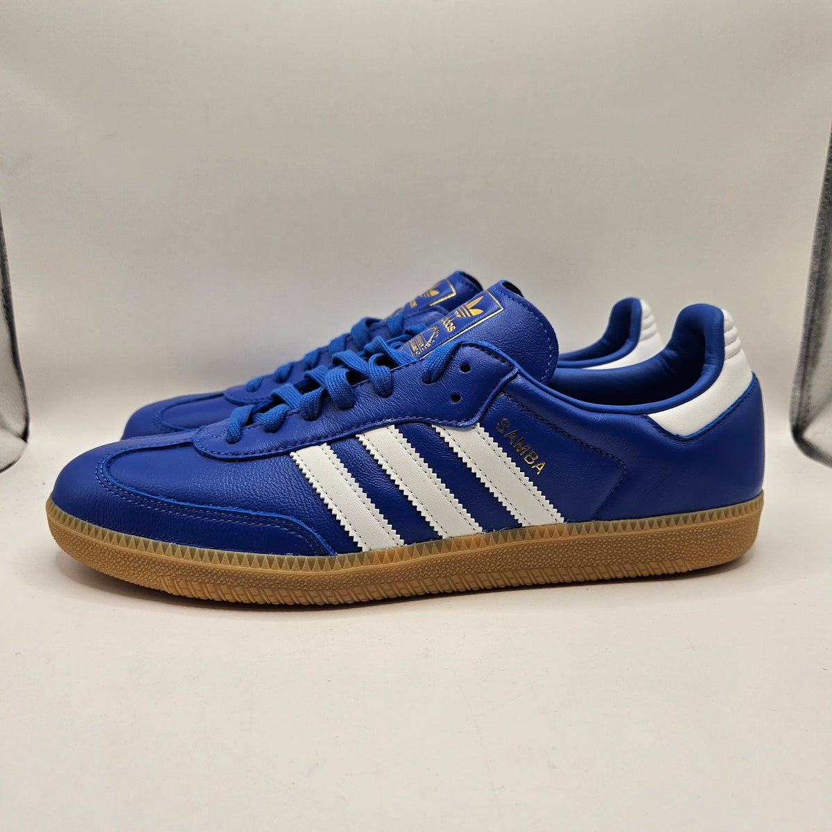 ADIDAS ORIGINALS MEN'S 10.5 SAMBA OG BLUE LEATHER WHITE GUM JR0882 LOW TOP